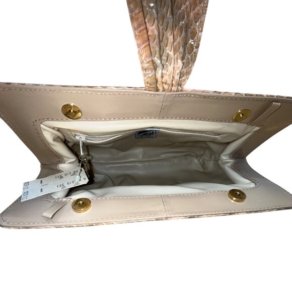 Vintage 80s J. Renee Beige Snake-Embossed Gold Accent Crossbody Clutch Bag Sz M - Picture 7 of 14